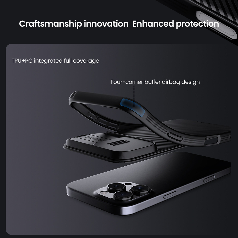 Чехол от Nillkin c поддержкой MagSafe для iPhone 16 Pro, с защитной шторкой камеры, серия CamShield Pro Magnetic