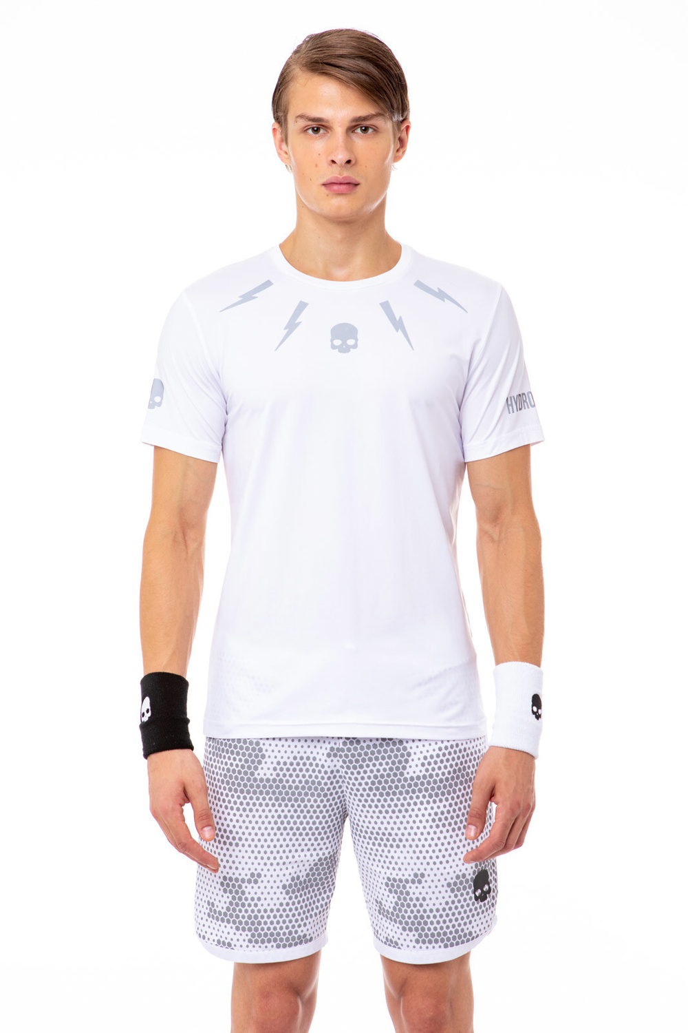 Мужская теннисная футболка Hydrogen Tech Storm Tee Man - white/reflex