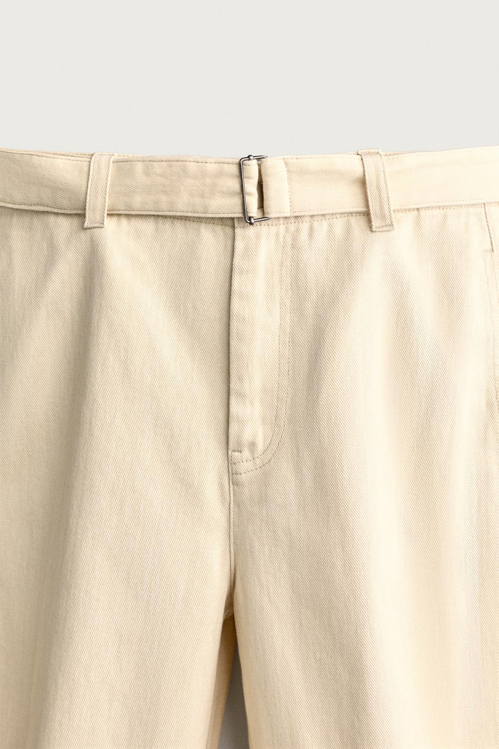 ZARA БРЮКИ RELAXED FIT С ПОЯСОМ, ЭКРЮ