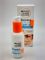 Сывортока для лица солнцезащитная SPF 50 Garnier Super UV Invisible Serum  с керамидами 30 мл (Франция)