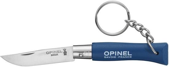 Складной нож -брелок Opinel №4, нержавеющая сталь, синий, 002053 c клинком из стали Sandvik™ 12С27, рукоять дерево (Бук)