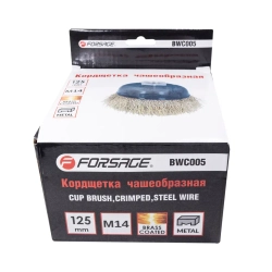 Кордщетка чашеобразная латунная для УШМ 75мм (М14) Forsage F-BWC003