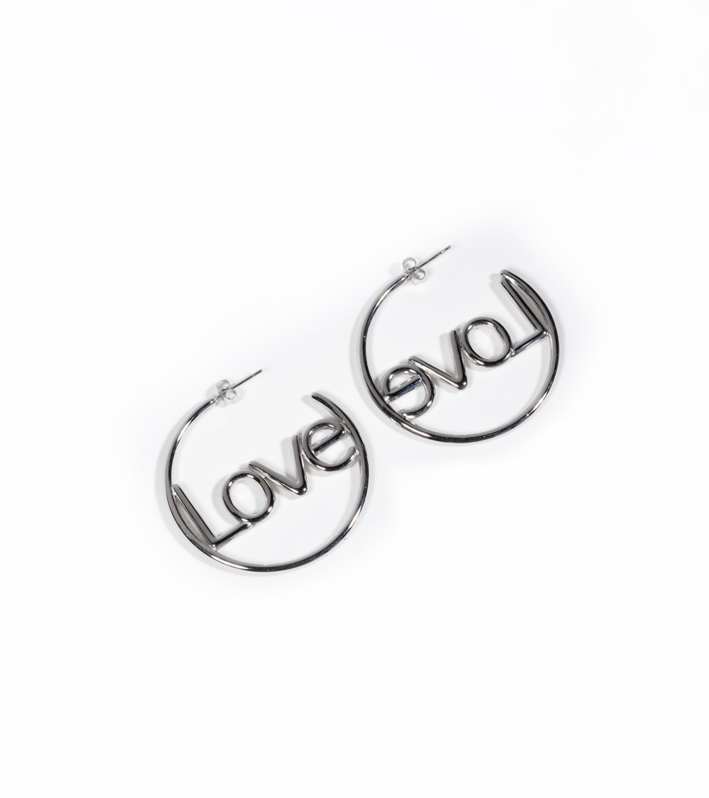 Серьги кольца LOVE silver