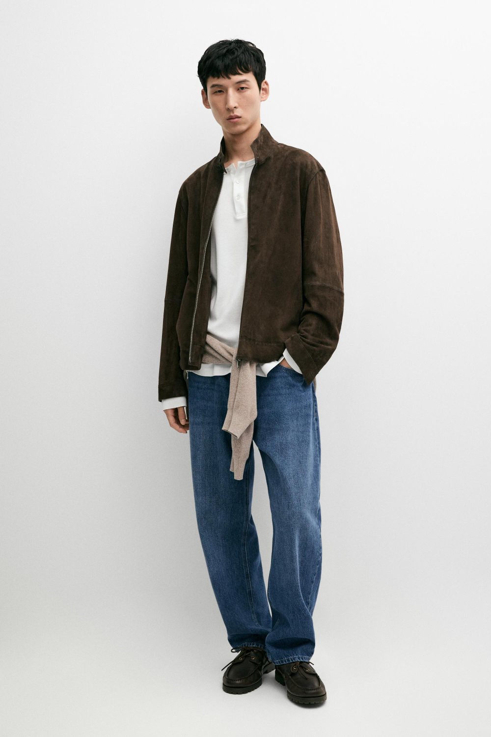 Massimo Dutti Куртка из замшевой кожи, шоколадный