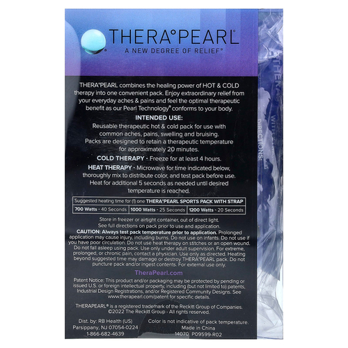 TheraPearl, многоразовая упаковка, меняющая цвет, с помощью горячего и холодного напитка, для физической активности, с ремешком, 1 шт.