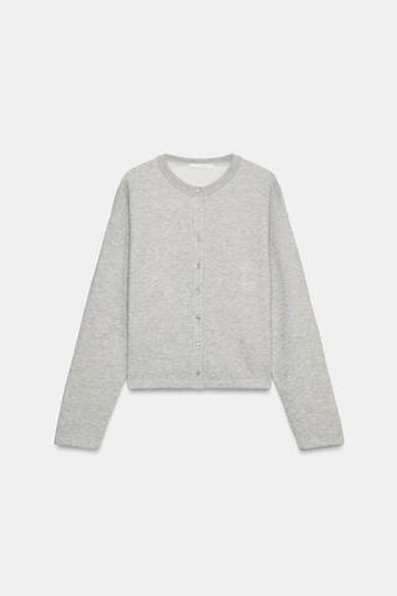 ZARA ТРИКОТАЖНЫЙ ЖАКЕТ С ПУГОВИЦАМИ, СЕРЫЙ МЕЛАНЖ