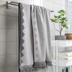 IKEA FJÄLLSTARR  (ИКЕА ФЙÄЛЛСТАРР)  -  Банное полотенце, белый/серый, 70x140 см