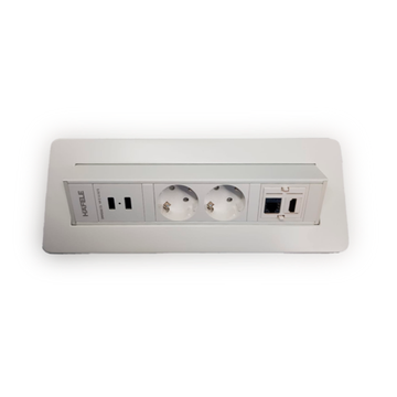 Розетка врезная G47 (2 EURO + 2 USB-A + 1 RJ-45 (Ethernet) + 1 HDMI), белая
