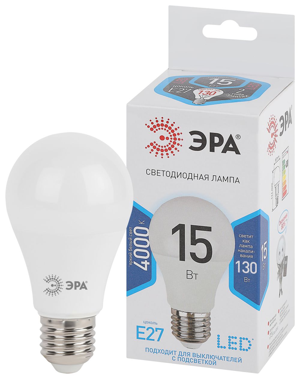 Светодиодная лампа ЭРА A60 15Вт 170-265В 4000K E27