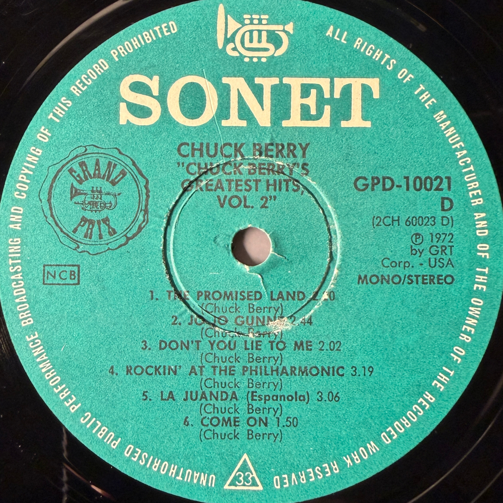 Chuck Berry ‎– Chuck Berry's Greatest Hits, Vol. 2 2LP (Швеция 1972г.)