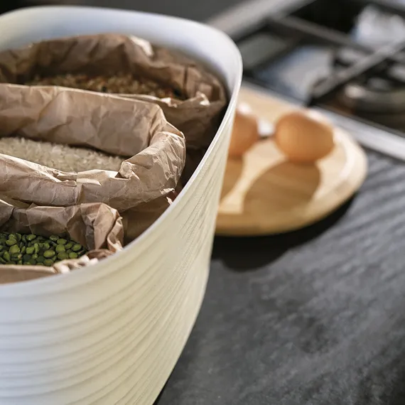 Хлебница с бамбуковой крышкой tierra, 10 л, молочно-белая