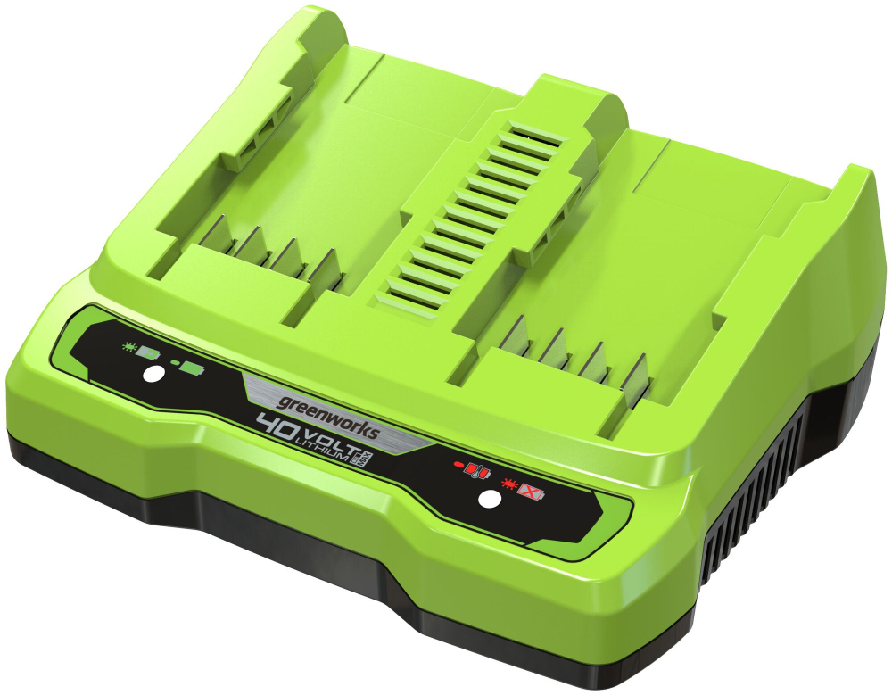 Быстрое зарядное устройство для 2-х аккумуляторов 40V GreenWorks 2938807