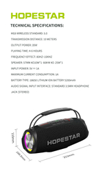 Беспроводная колонка Hopestar H53, световые эффекты, влагозащищенный корпус, поддержка microSD, 35 Вт, black