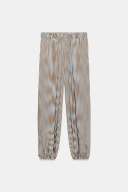 ZARA БРЮКИ-БАГГИ В ПОЛОСКУ — ZW COLLECTION, КОРИЧНЕВЫЙ/СИНИЙ