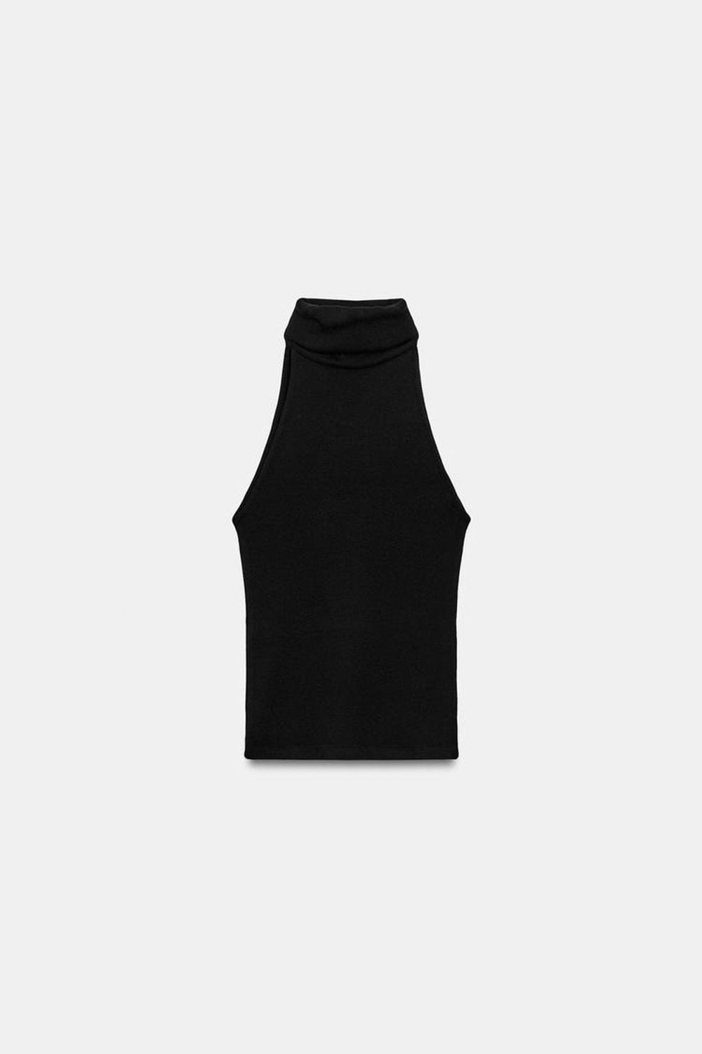 ZARA ТОП С ВЫСОКИМ ВОРОТНИКОМ, ЧЕРНЫЙ