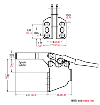 Зажим механический с горизонтальной ручкой GH-225-DSM, усилие 227 кг WOODWORK GH-225-DSM