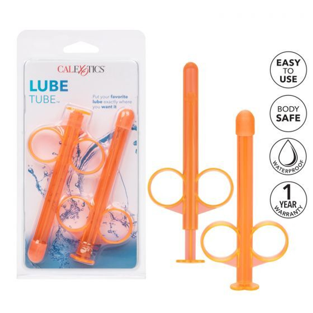 Набор из 2 оранжевых шприцов для введения лубриканта California Exotic Novelties Lube Tube SE-2380-03-2
