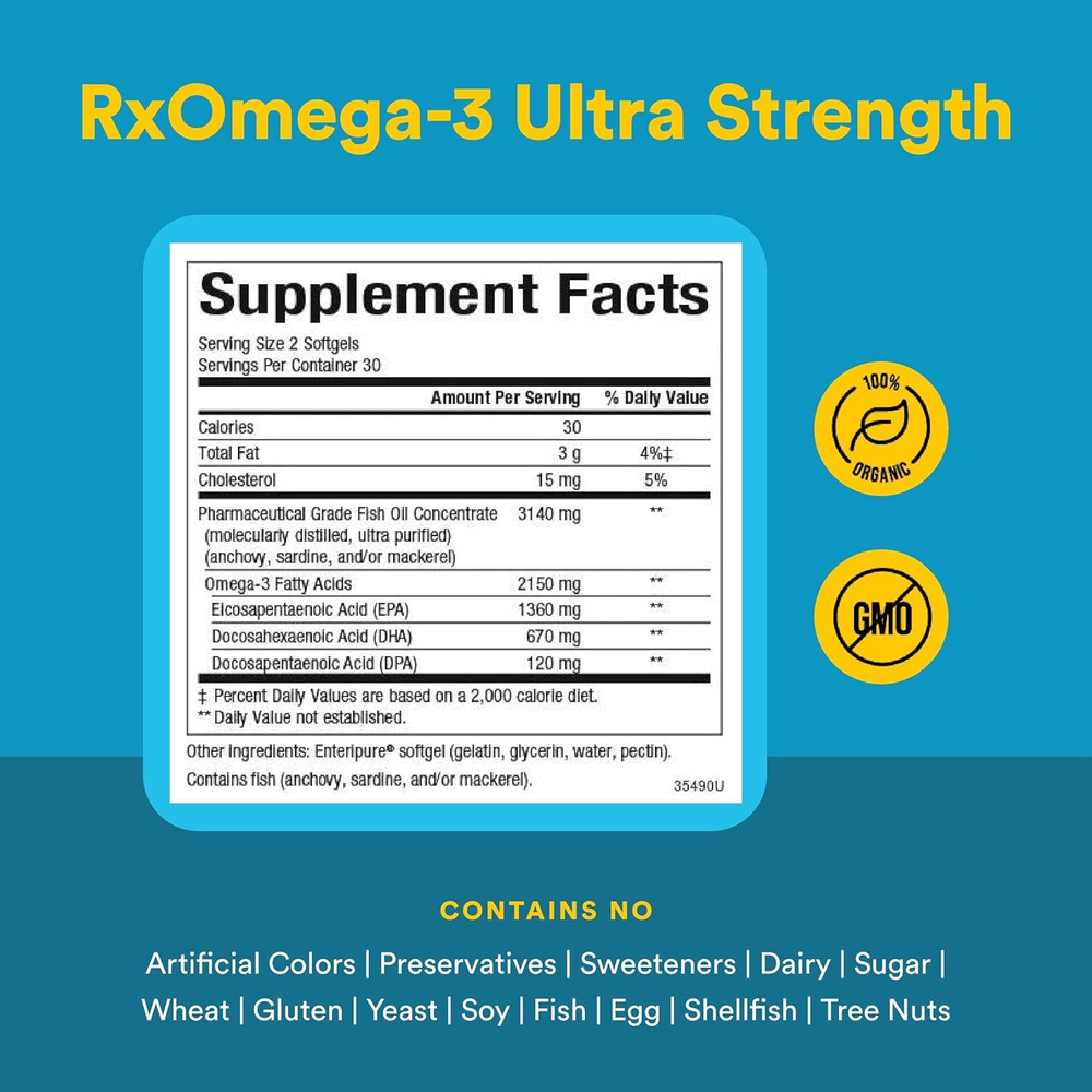 Natural Factors, RxOmega-3, омега-3 повышенной силы действия, 150 капсул (1075 мг в 1 капсуле)
