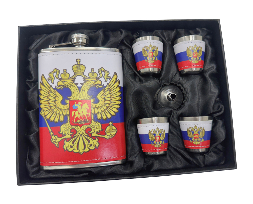 Фляга 9 унций 0.27л и 4 стаканчика, FL9-44N35