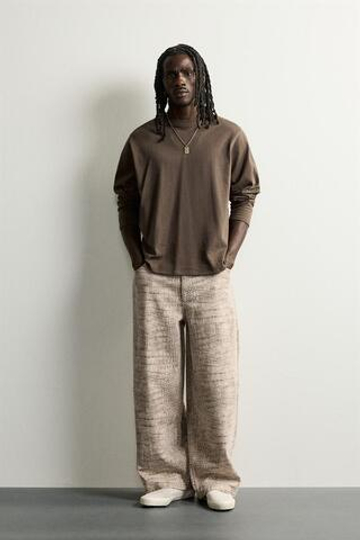 ZARA БРЮКИ RELAXED FIT С АНИМАЛИСТИЧНЫМ ПРИНТОМ, С ПРИНТОМ