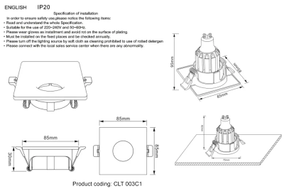 Светильник встраиваемый Crystal Lux CLT 003C1 BL 1400/162