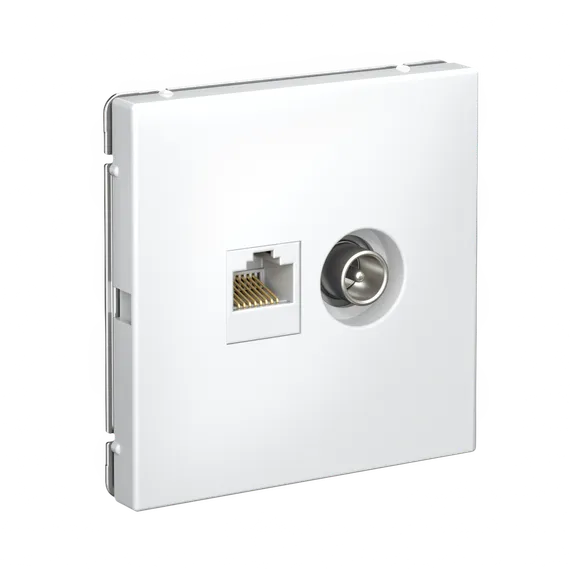 Розетка мультимедийная двойная ТВ + компьютерная RJ45, Cat 5e Systeme Electric ArtGallery Белый GAL000189