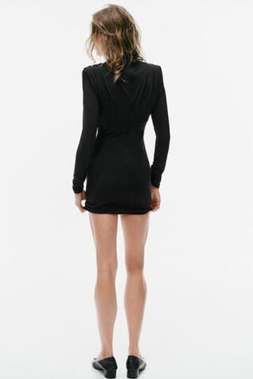ZARA МИНИ-ПЛАТЬЕ С ПОДПЛЕЧНИКАМИ И СКЛАДКАМИ, ЧЕРНЫЙ