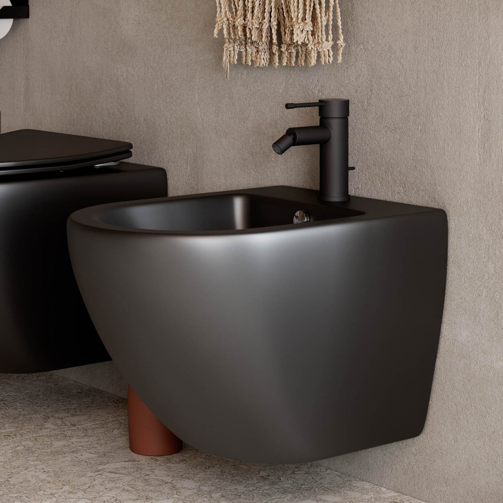 Комплект подвесной безободковый унитаз Ceramica Nova Metropol Rimless с крышкой-сиденьем CN4002MB, черный матовый + инсталляция Am.Pm ProC I012707.0238 с клавишей смыва ProC S, чёрная матовая