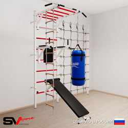 Шведская стенка Sv Sport усиленная 65230 (Турник рукоход/Брусья/Скамья/Лестница/Цепь/Мешок 30кг/Канатный лаз)