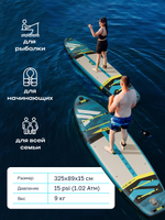 Сапборд надувной FLYPARK FISHING 325x89x15 см бирюзовый-серый-синий