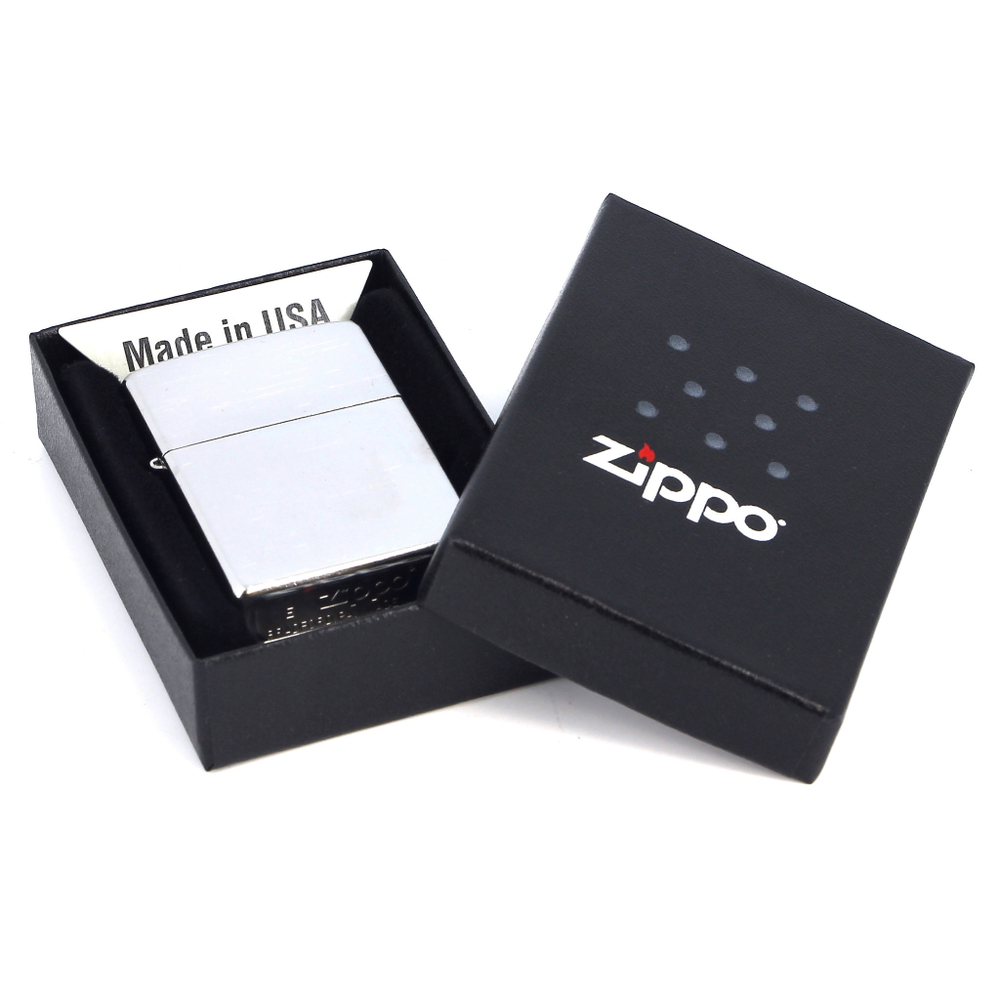 Зажигалка Zippo с покрытием Brushed Chrome, латунь/сталь, серебристая, матовая, 36x12x56 мм