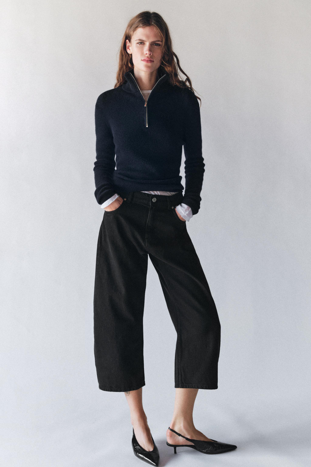 ДЖИНСЫ КАПРИ BALLOON СО СРЕДНЕЙ ПОСАДКОЙ — ZW COLLECTION — ZARA