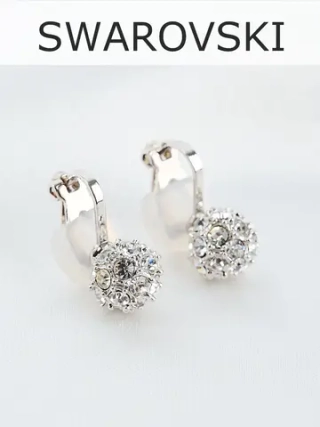 Клипсы Серебряные шарики с кристаллами Swarovski