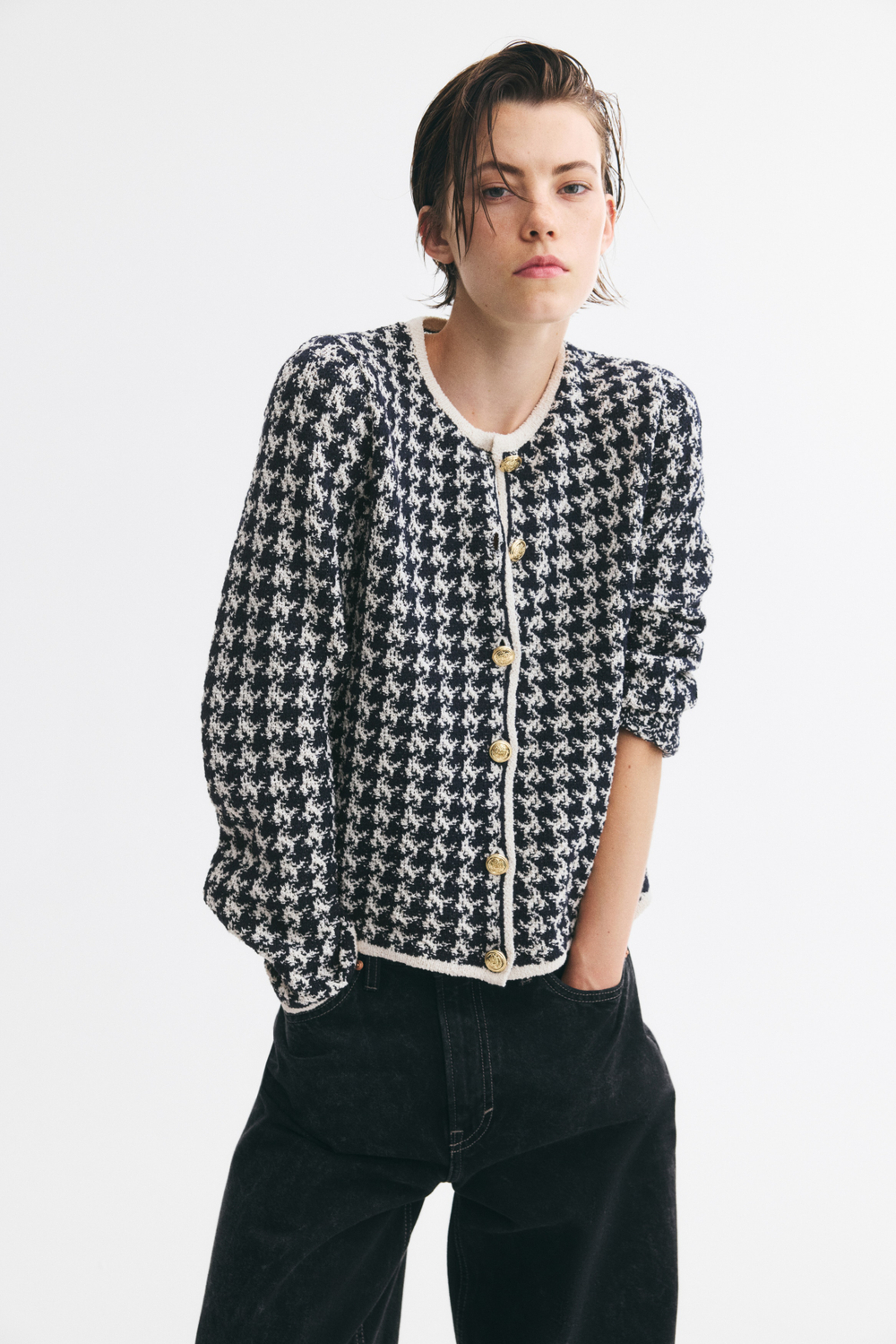 Жаккардовый трикотажный кардиган - H&M