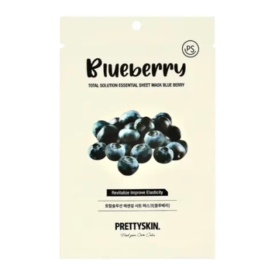 PrettySkin Mask Sheet Blueberry Total Solution Essential Маска для лица тканевая восстанавливающая с экстрактом черники, 23 гр