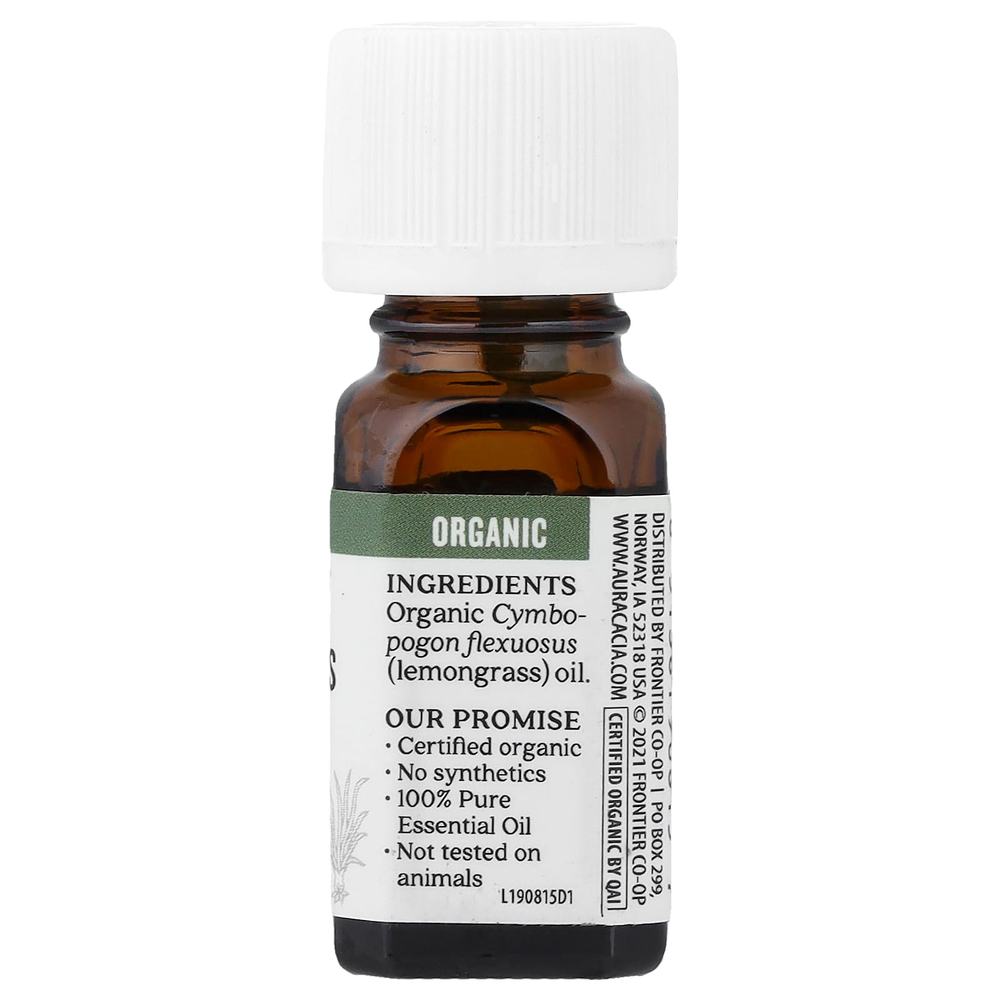 Aura Cacia, органическое чистое эфирное масло, лемонграсс, 7,4 мл (0,25 жидк. унции)