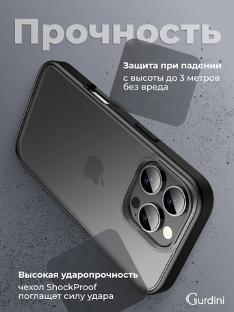 Чехол накладка iPhone 16 Pro Max 6.9" Gurdini Shockproof Case Black
