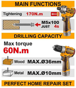 Набор шуруповерт и бесщеточный импульсный винтоверт INGCO COSLI240968 INDUSTRIAL 16 В