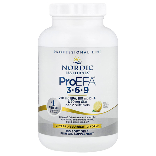 Nordic Naturals, ProEFA® 3-6-9, со вкусом лимона, 180 капсул