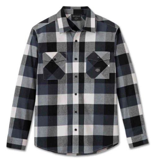 Рубашка Essence Long Sleeve Flannel Shirt Plaid Black & Blue Harley-Davidson