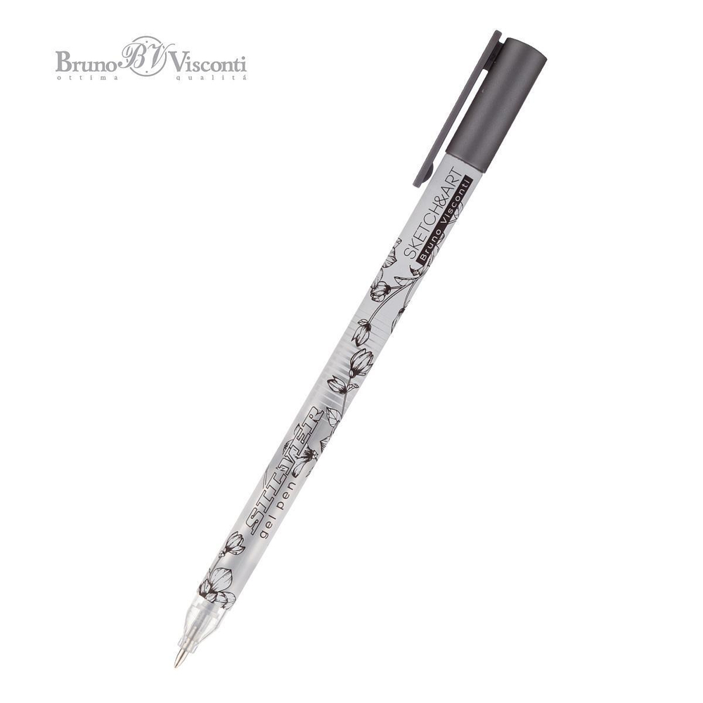 Ручка гелевая, 0.8 мм, серебряная Sketch&Art "UniWrite.Silver" (Bruno Visconti)