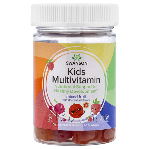Swanson Vitamins, детские жевательные мультивитамины, со вкусом фруктового ассорти, 60 жевательных конфет
