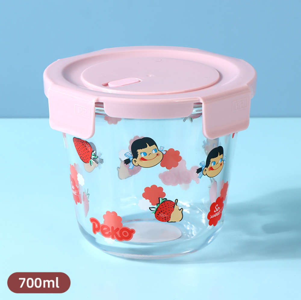 Стеклянный контейнер с крышкой, 700мл "Strawberry Girl"