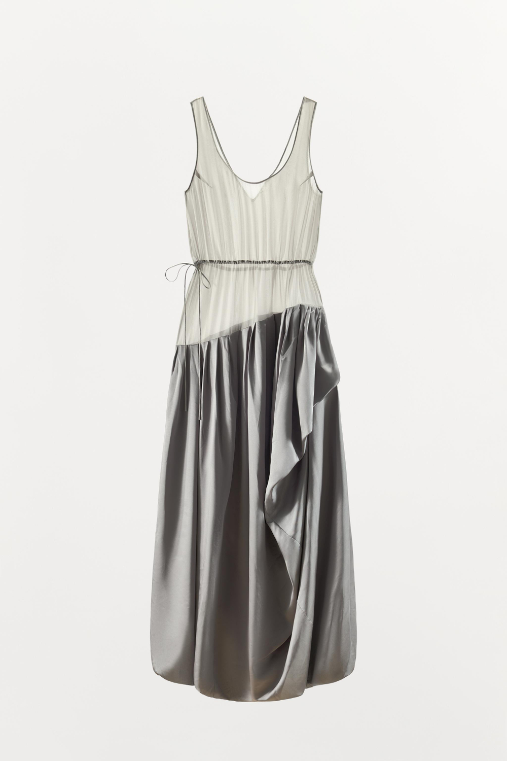 ДЛИННОЕ ПЛАТЬЕ С ДРАПИРОВКОЙ И ОБЪЕМНОЙ ОТДЕЛКОЙ — ZARA