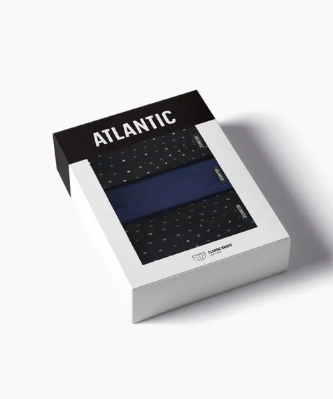 Мужские трусы (3шт) слипы спорт Atlantic 3MP-204, хлопок, черный + темно-голубой + черный