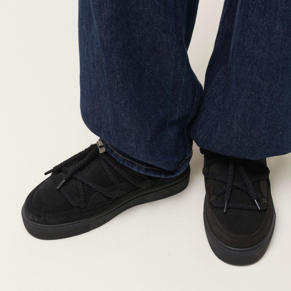 Замшевые полусапоги INUIKII Sneaker Classic Low Black на меху