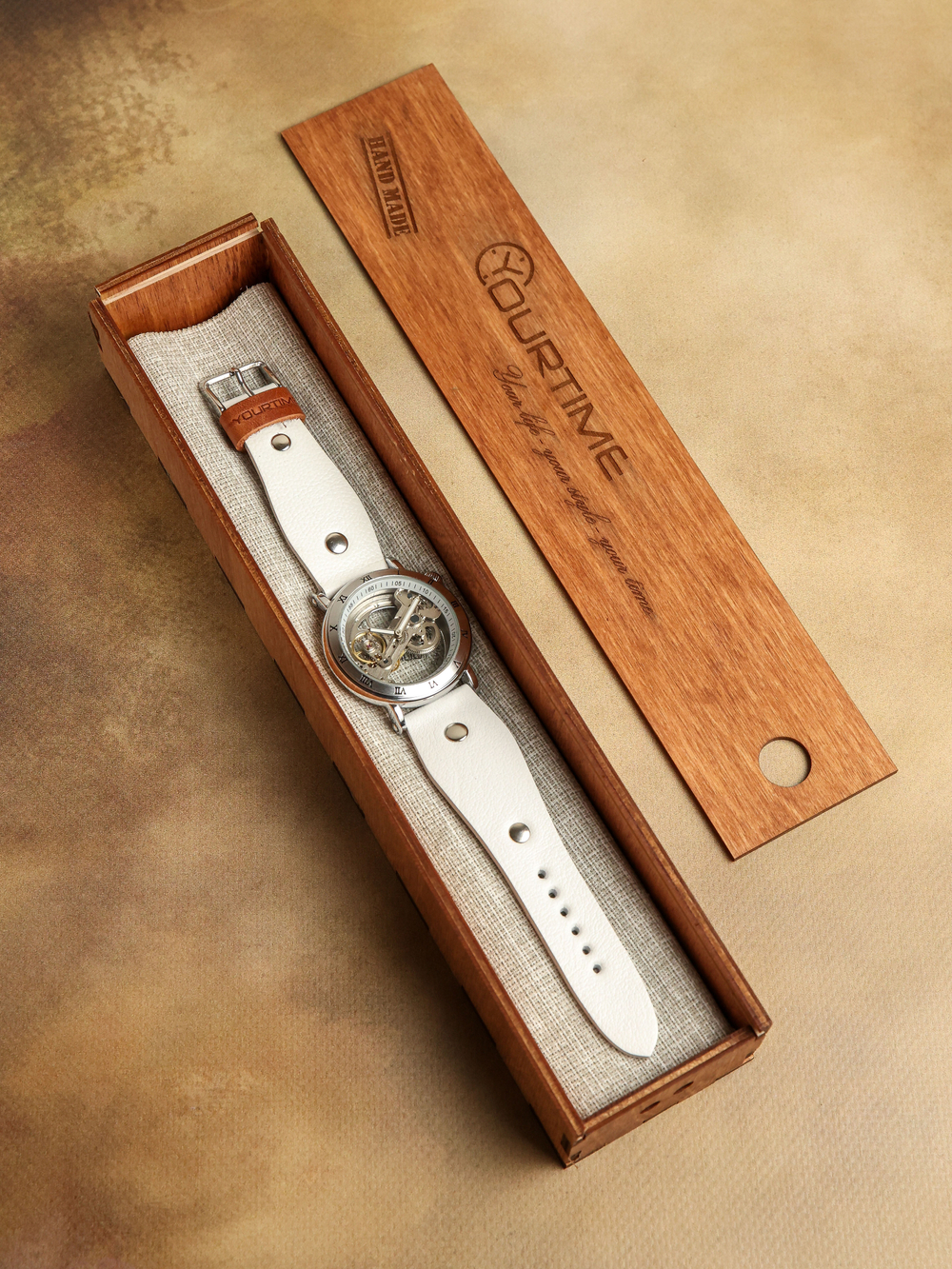 Часы скелетоны механические Power White YOURTIME