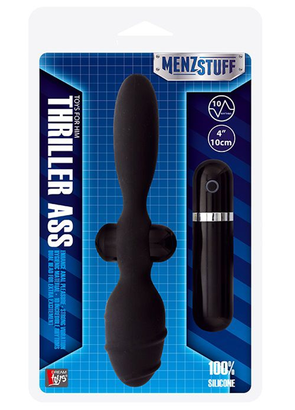 Двусторонний анальный стимулятор MENZSTUFF THRILLER ASS - 20 см. (Цвет: черный)