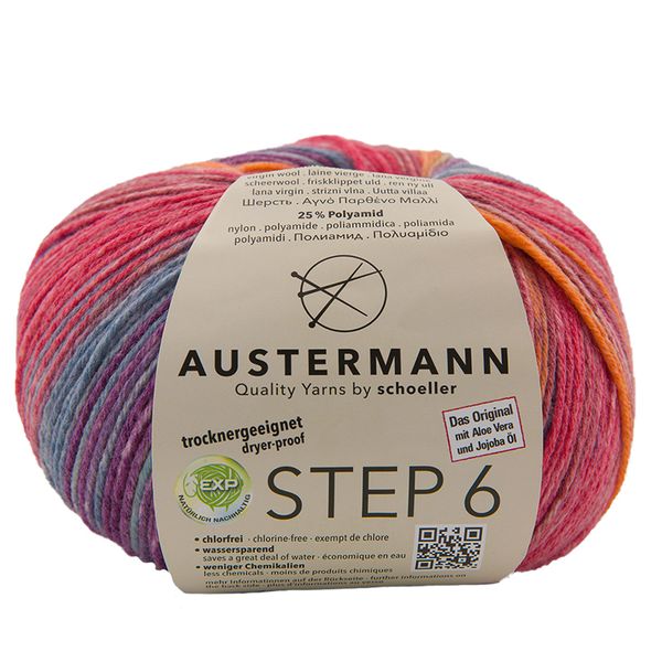 Пряжа Austermann (Аустерманн) Step 6 Irish Rainbow Colours / уп.5 мот. по 100 г, 410м, гори