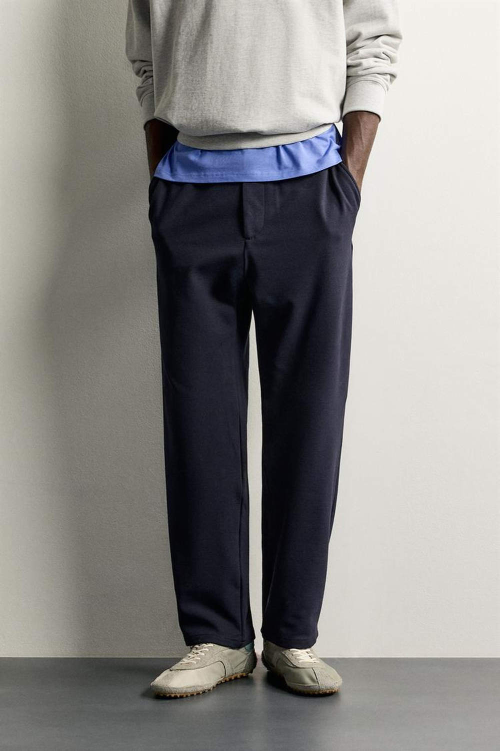 ZARA КОМФОРТНЫЕ БРЮКИ RELAXED FIT, МОРСКОЙ СИНИЙ